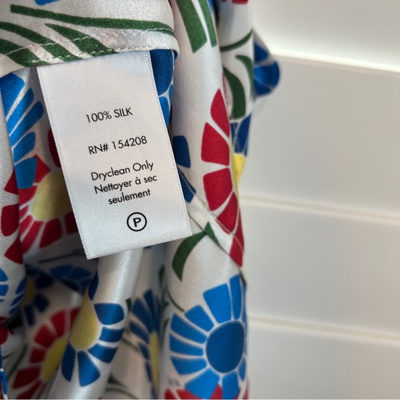 HVN Floral Day Dress Spaghetti Strap Midi White Red Multi Size 4 - Picture 5 of 6